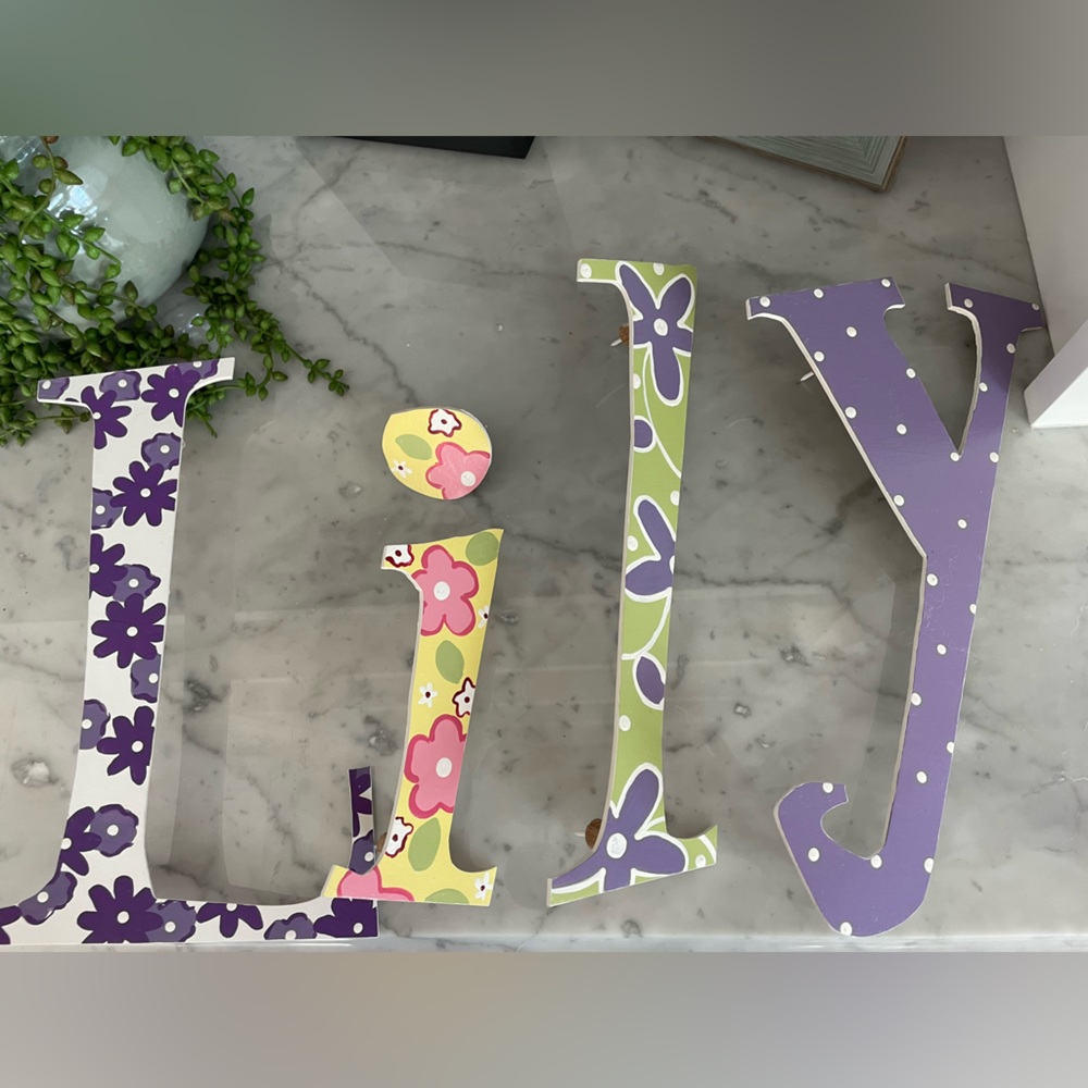 LILY painted wooden letters for nursery wall
